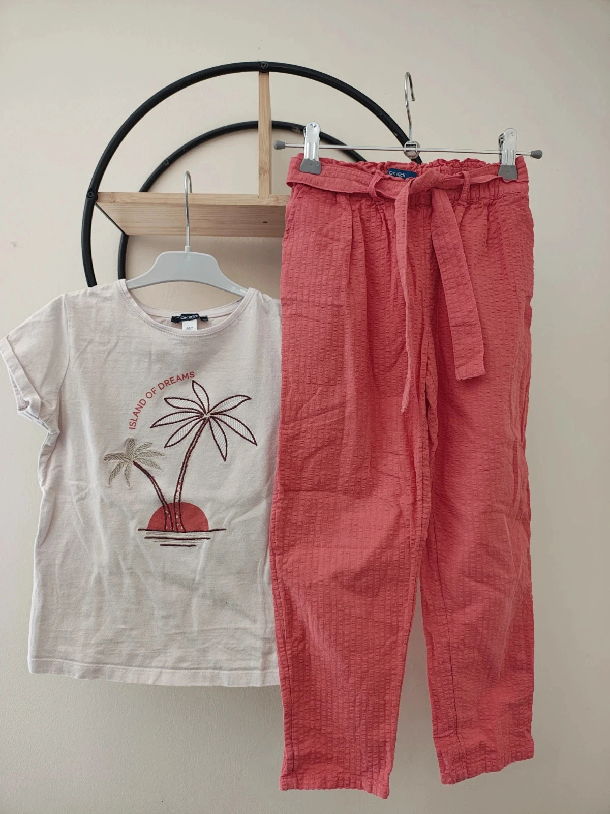7 8 ans ensemble été okaidi teeshirt 8a et pantalon fluide léger 7a